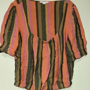 American Eagle Square Neck Striped Blouse